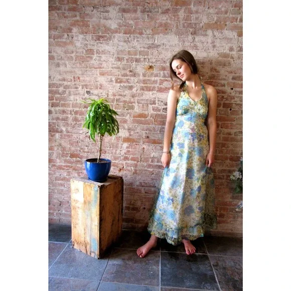 unbranded | Dresses | 6s Halter Dress Maxi Dress Chiffon Satin Lining Floral  Print | Poshmark